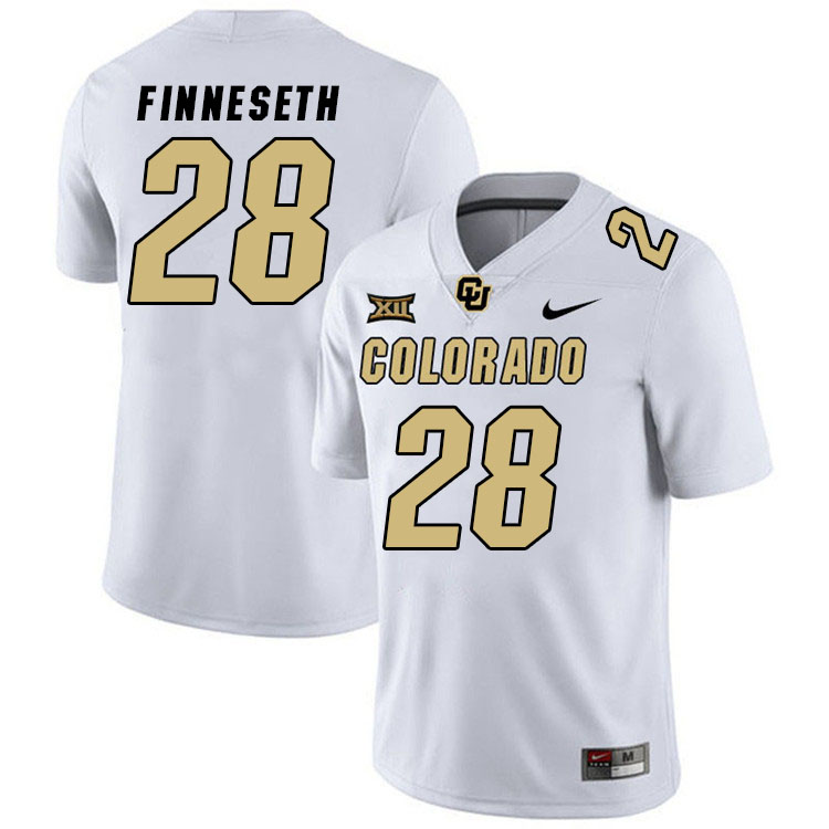 Colorado Buffaloes #28 Ben Finneseth Big 12 Conference College Football Jerseys Stitched Sale-White
